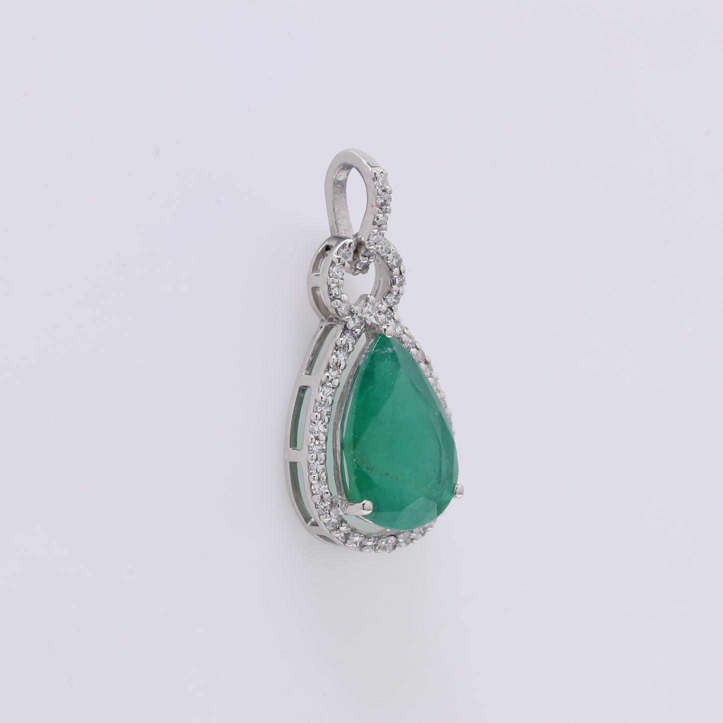 2.14 Ct Pear Mixed Cut Natural Emerald 950 Platinum Pendant