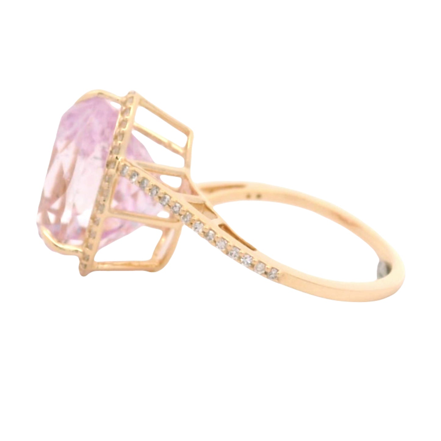 7.85 Ct Pear Kunzite 14K Gold Ring