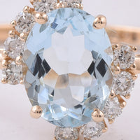 1.30 Ct Oval Natural Aquamarine 14K Gold Ring