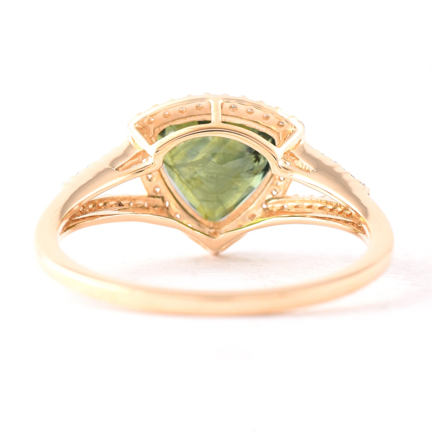 2.40 Ct Triangle Mixed Cut Natural Green Sapphire 14K Gold Ring