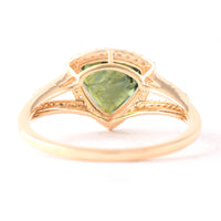 2.40 Ct Triangle Mixed Cut Natural Green Sapphire 14K Gold Ring