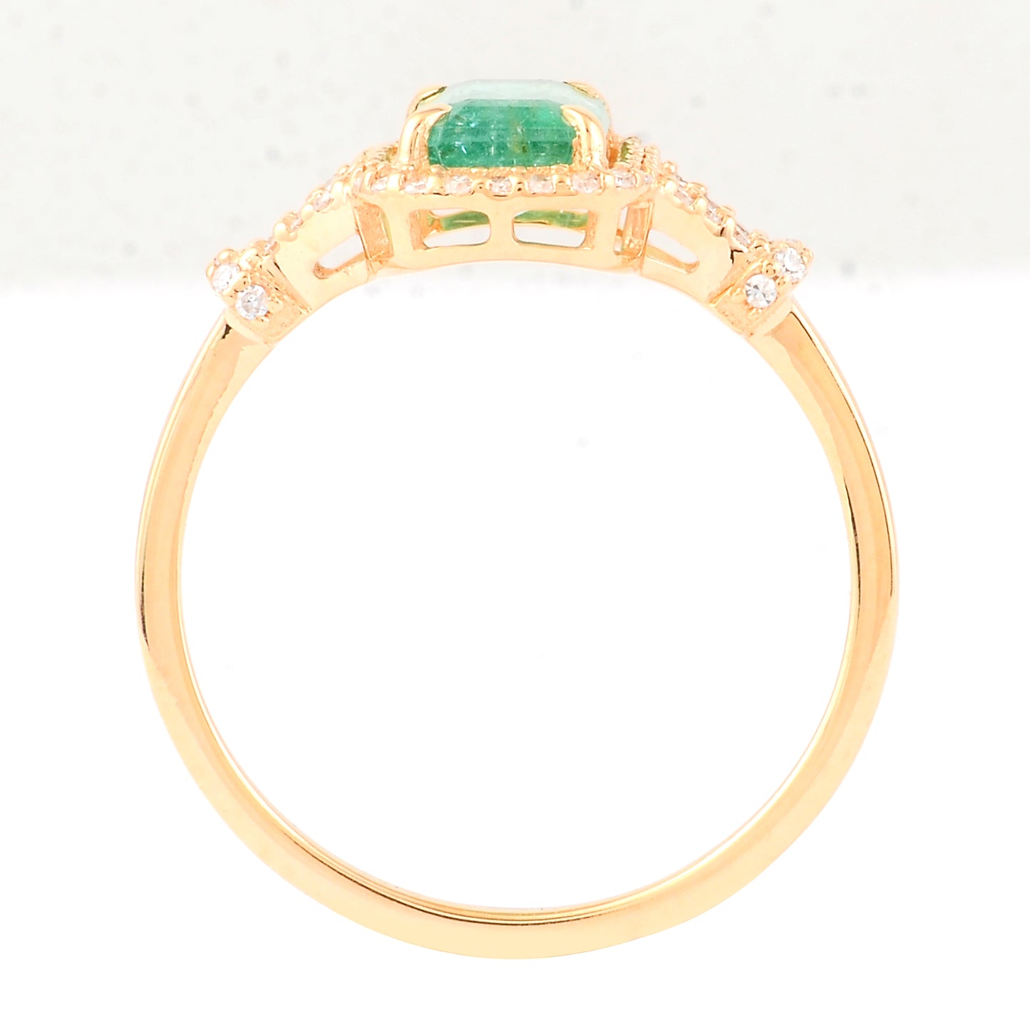 1.20 Ct Octagon Step Cut Natural Emerald 14K Gold Ring