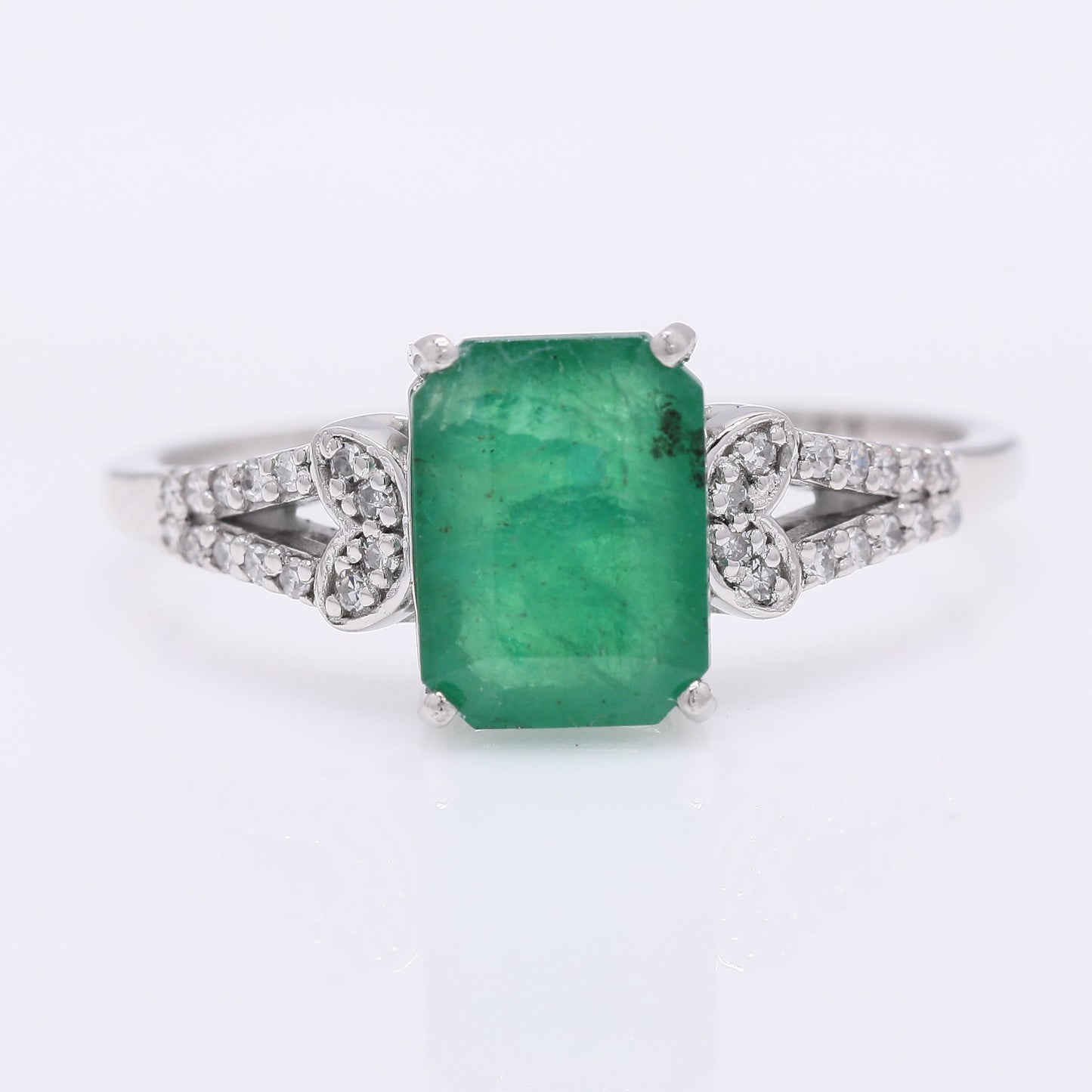 1.84 Ct Octagon Step Cut Natural Emerald 950 Platinum Ring