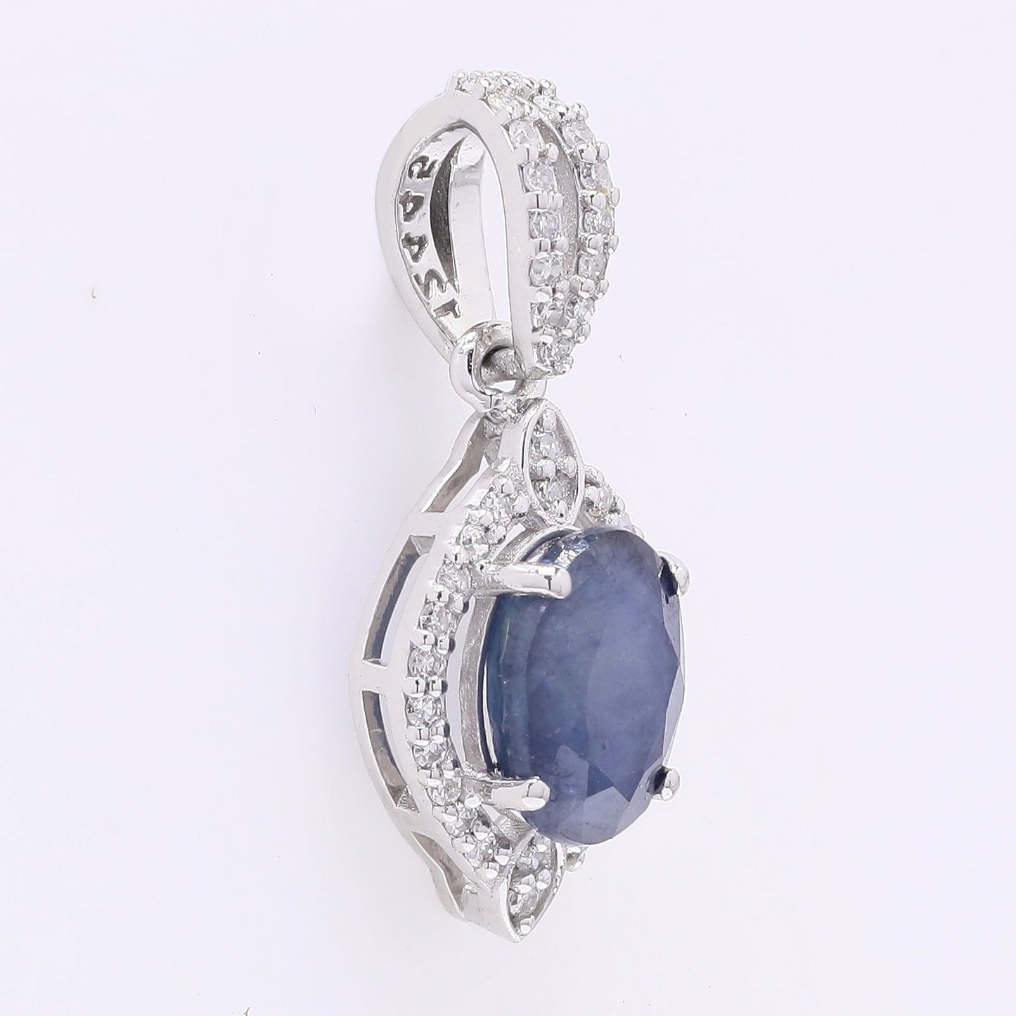 1.63 Ct Oval Mixed Cut Natural Sapphire 950 Platinum Pendant