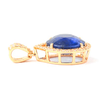 4.75 Ct Round Mixed Cut Natural Sapphire 14K Gold Pendant