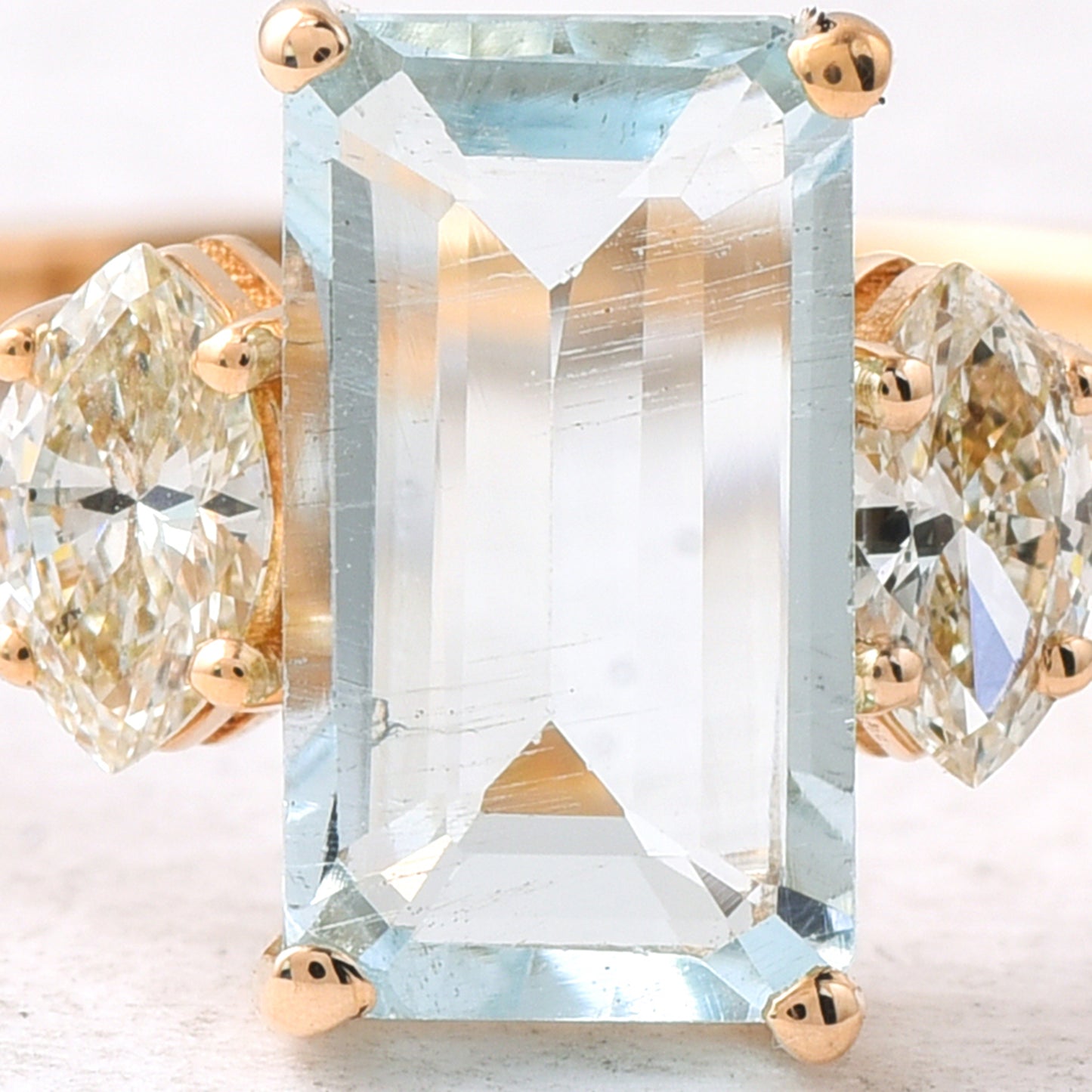 1.37 Ct Octagon Step Cut Natural Aquamarine 14K Gold Ring