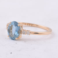 1.14 Ct Oval Natural Aquamarine 14K Gold Ring