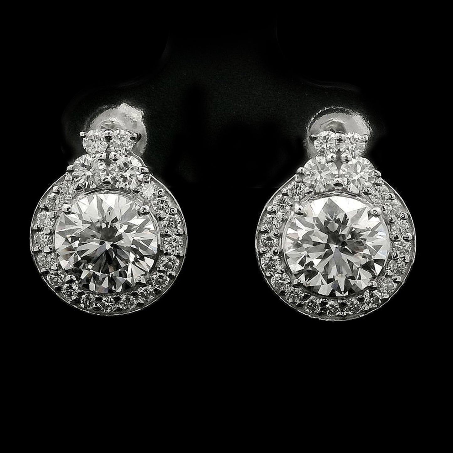 3.78 Carats Lab Grown Diamond 14K Gold Earrings
