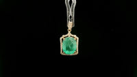 3.62 Ct Cushion Natural Emerald 14K Gold Pendant