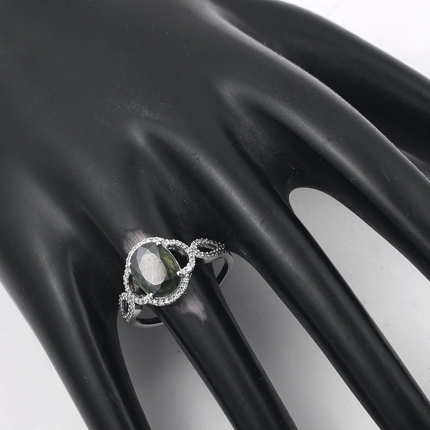 2.21 Ct Oval Mixed Cut Natural Green Sapphire 950 Platinum Ring