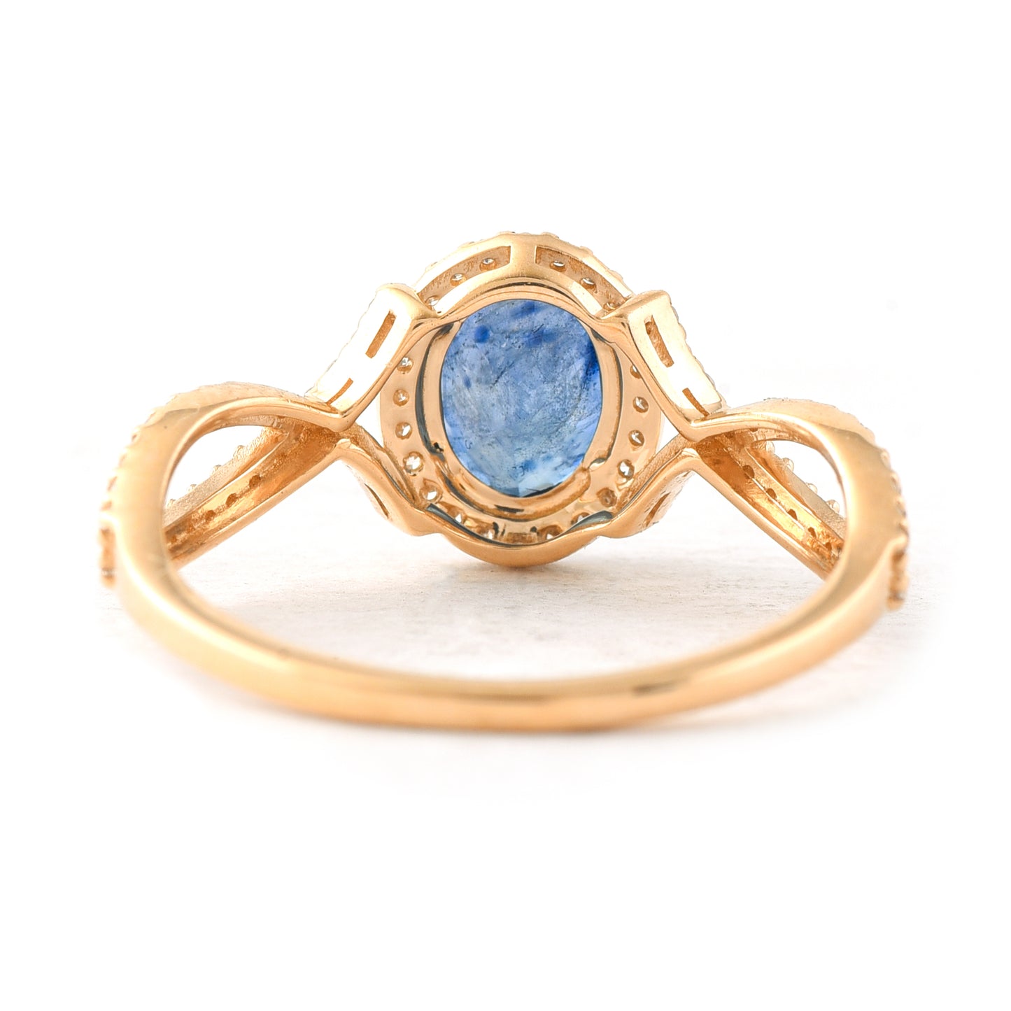 1.75 Ct Oval Mixed Cut Natural Sapphire 14K Gold Ring