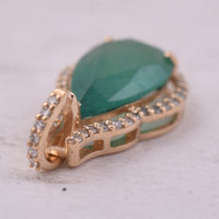 1.95 Ct Pear Mixed Cut Natural Emerald 14K Gold Pendant