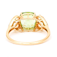 3.01 Ct Cushion Natural Eridot 14K Gold Ring