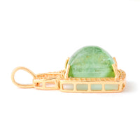 5.29 Ct Cushion Cabochon Cut Natural Tourmaline 14K Gold Pendant