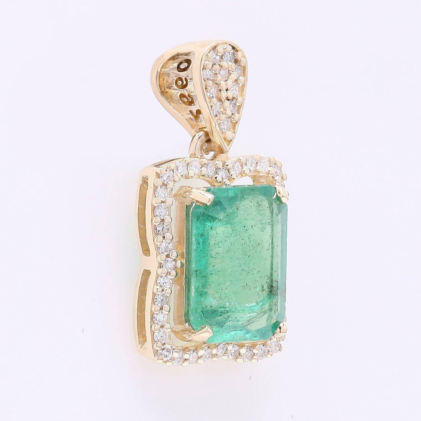 1.94 Ct Octagon Step Cut Natural Emerald 14K Gold Pendant