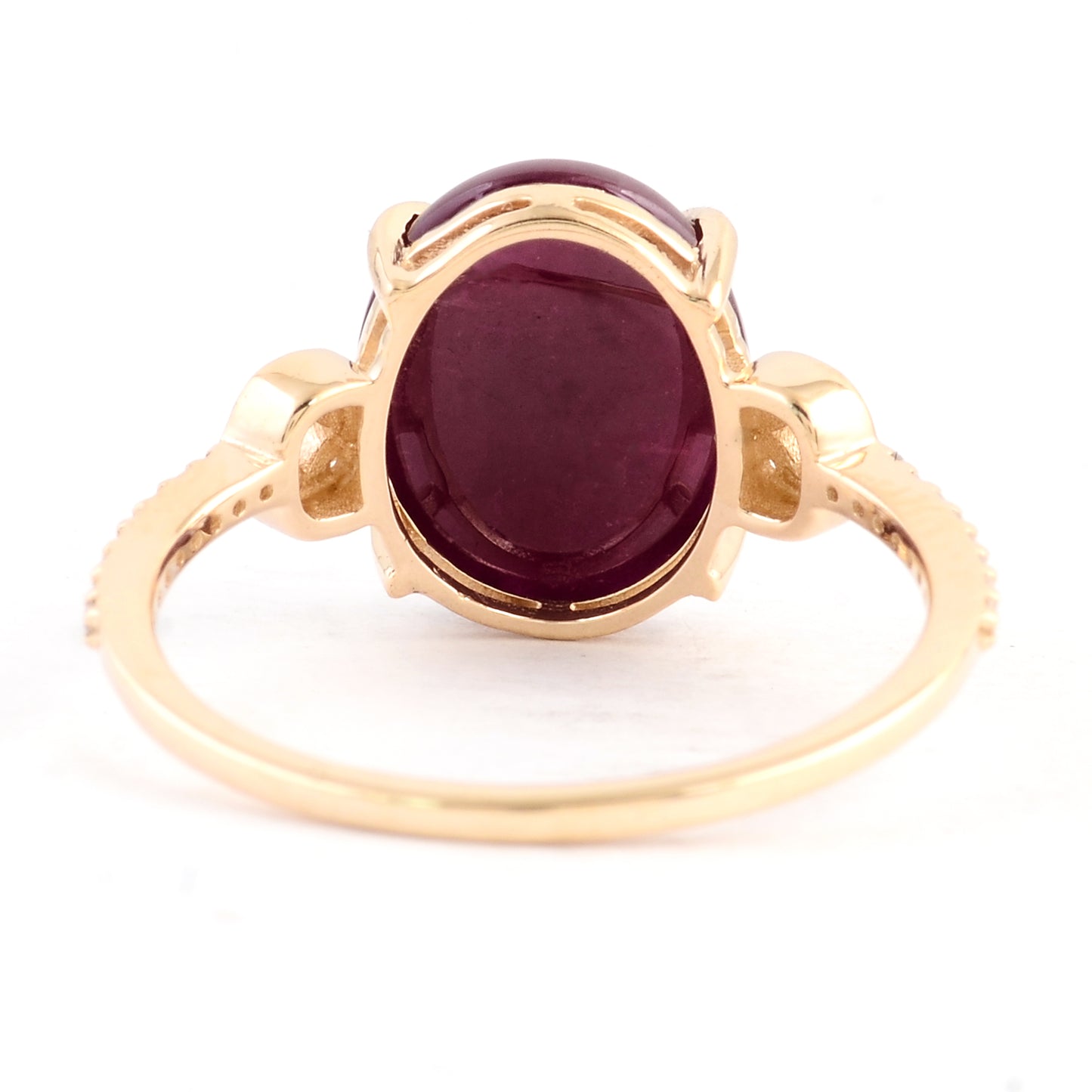 5.43 Ct Oval Cabochon Natural Corundum Ruby 14K Gold Ring