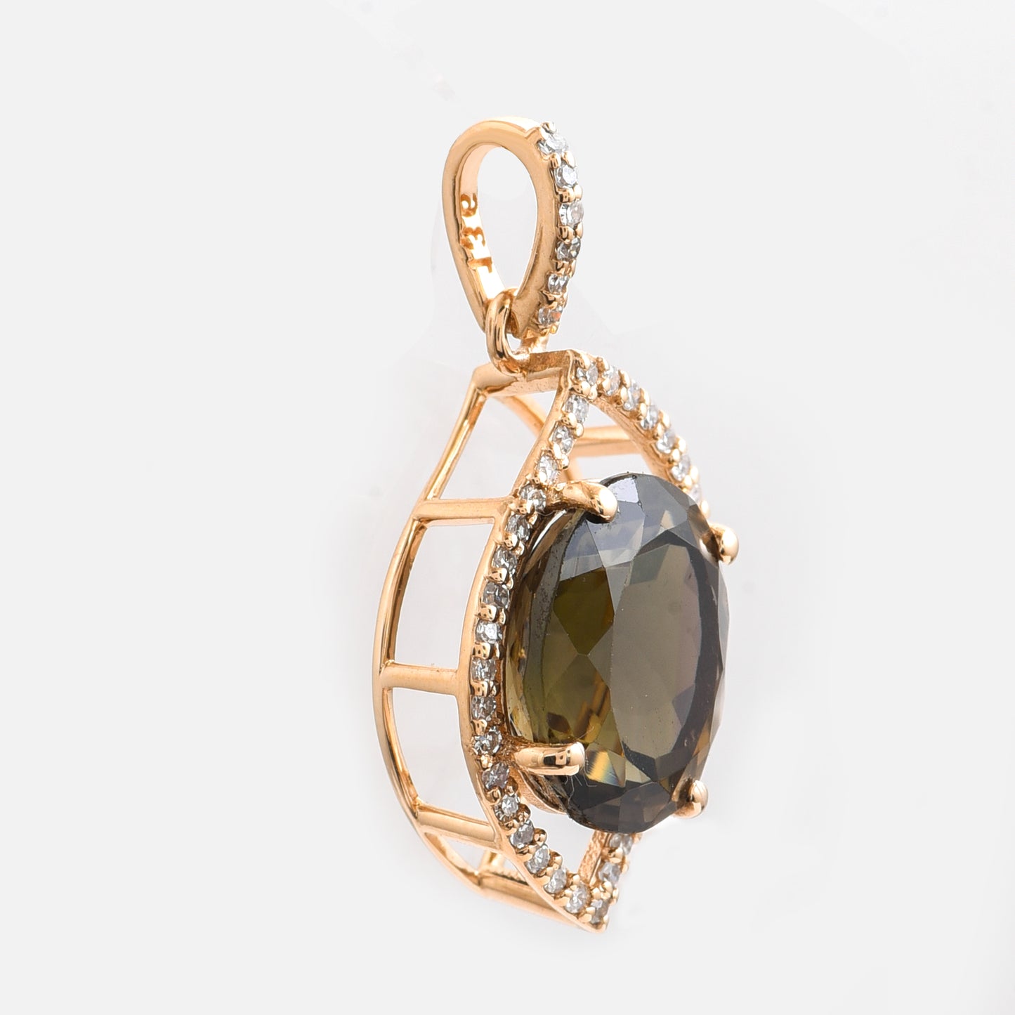 3.41 Ct Oval Mixed Cut Natural Tourmaline 14K Gold Pendant