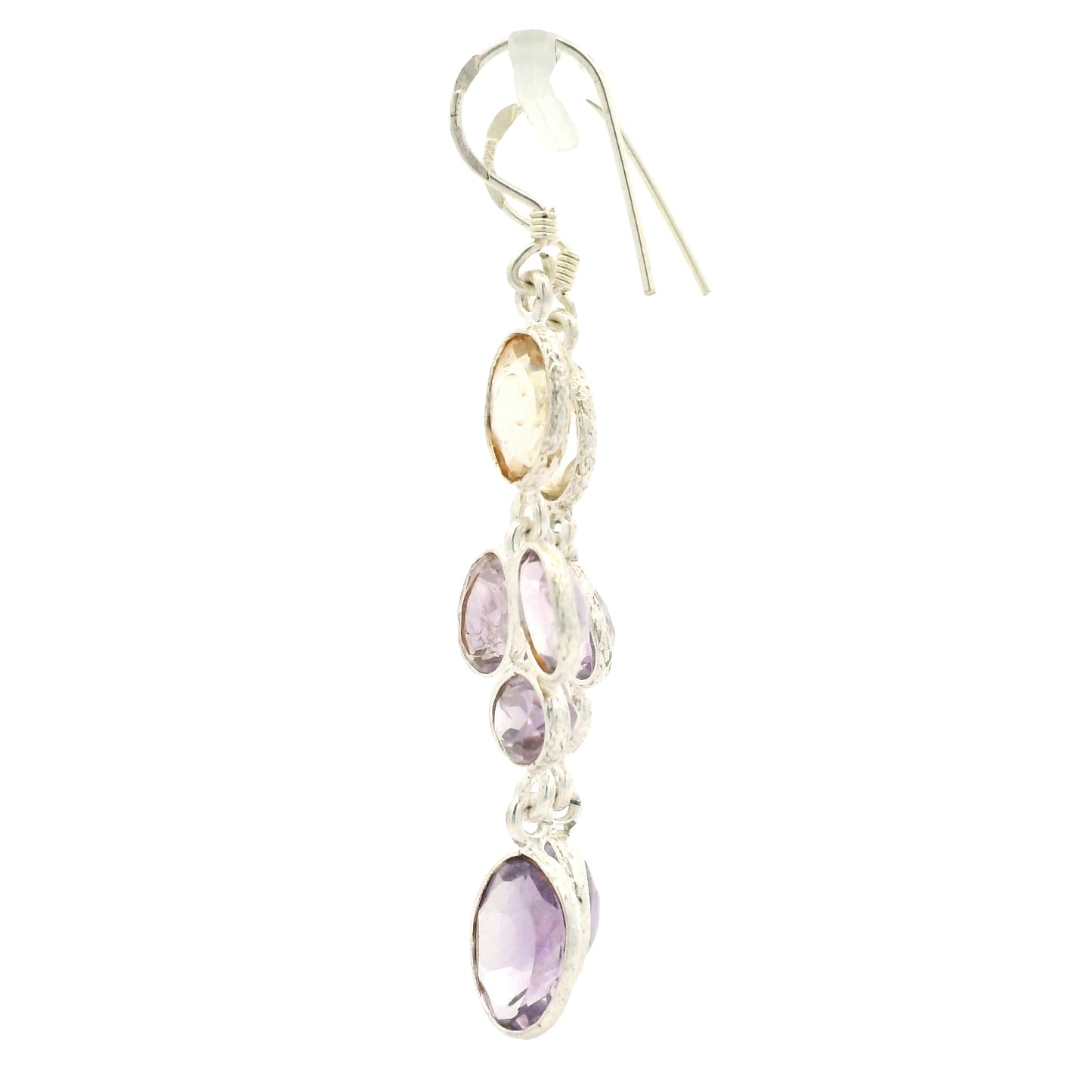 10.08 Ct Citrine, Amethyst 925 Sterling Silver Earrings