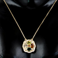 1.60 Ct Oval Mixed Cut Natural Tourmalines 14K Gold Pendant