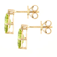 2.11 Ct Square Step Cut Natural Peridots 14K Gold Earrings