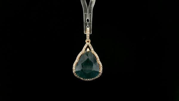 7.29 Ct Pear Natural Sapphire 14K Gold Pendant