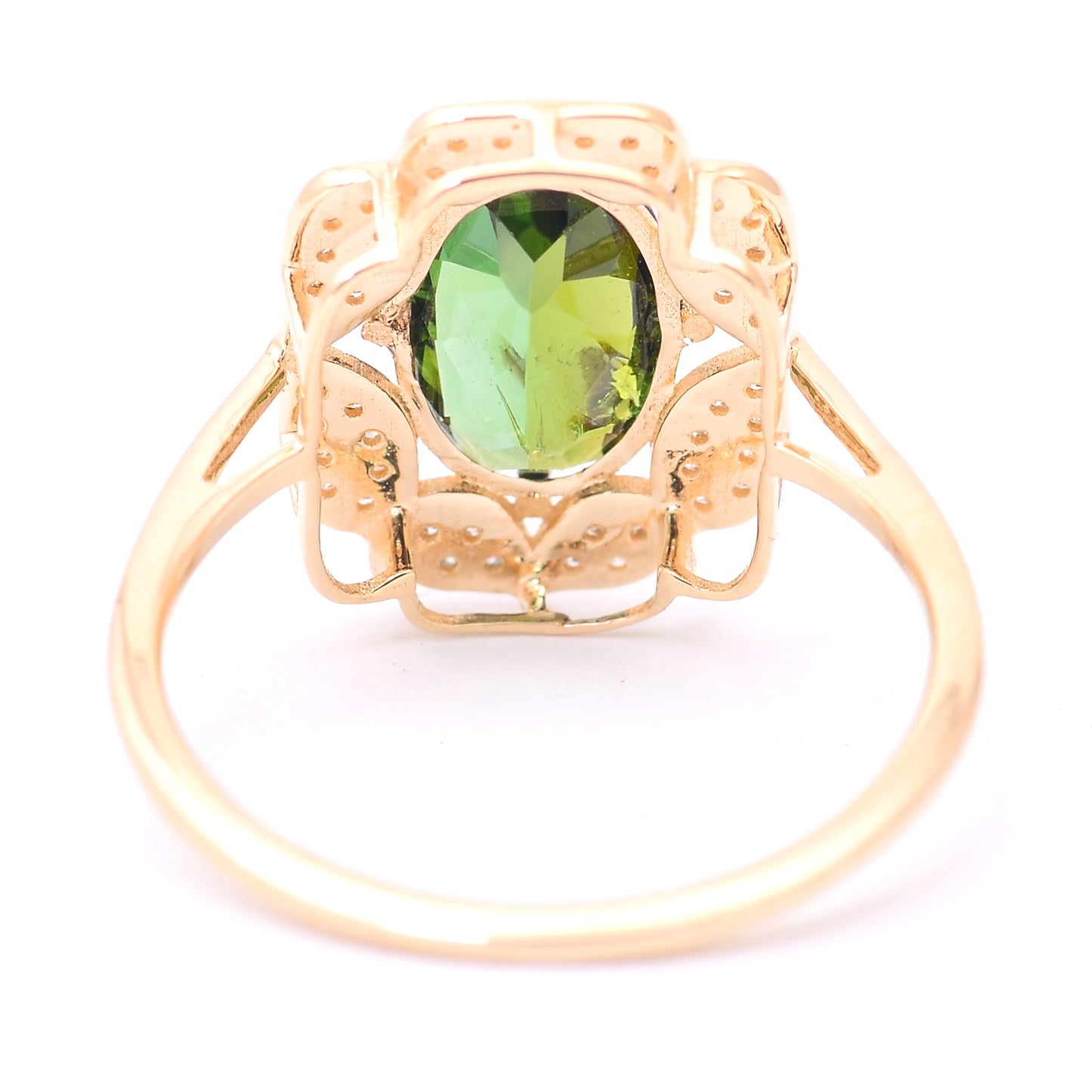 1.93 Ct Oval Mixed Cut Natural Tourmaline 14K Gold Ring