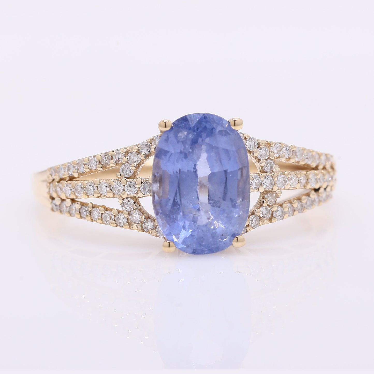 2.50 Ct Oval Mixed Cut Natural Sapphire 14K Gold Ring