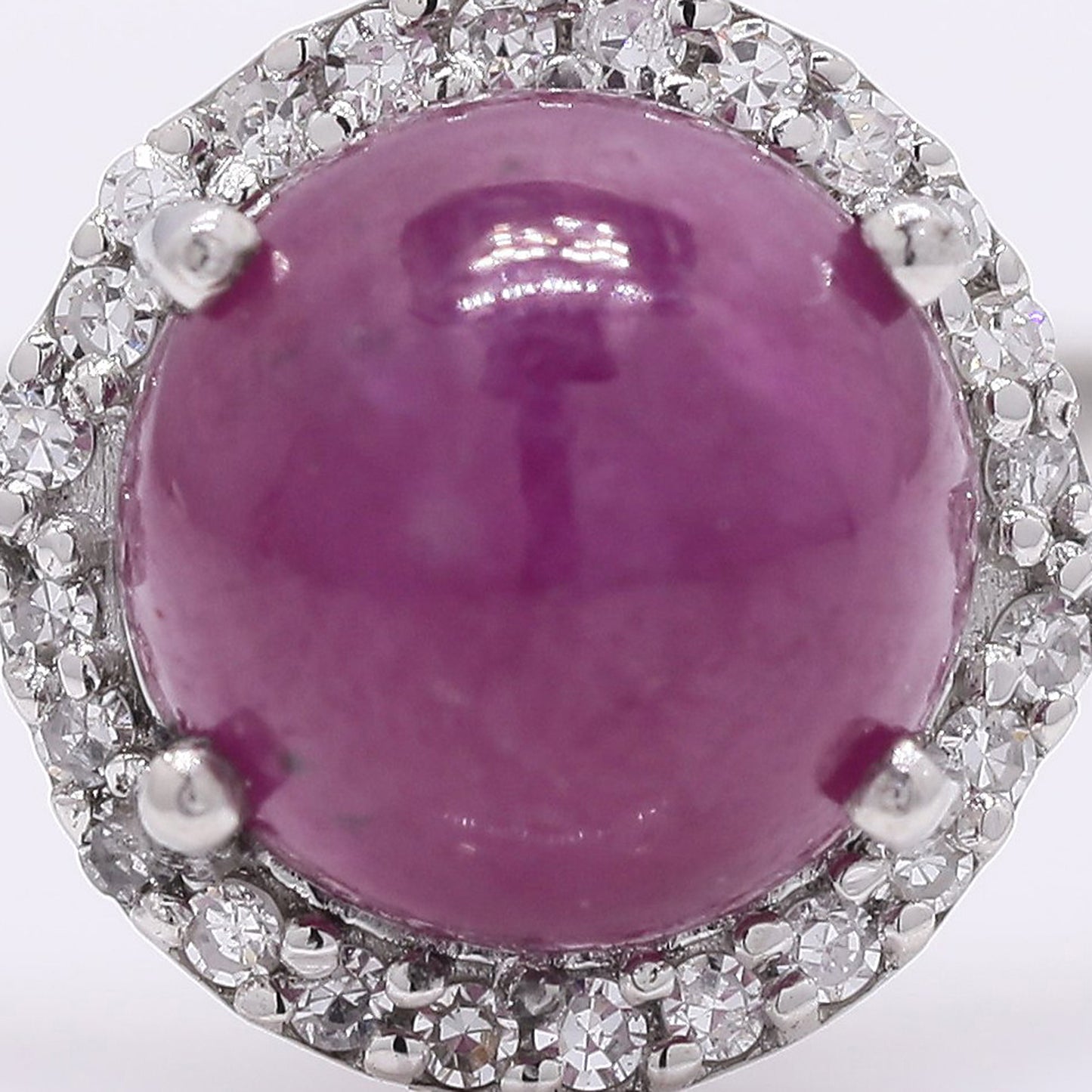 2.44 Ct Round Cabochon Cut Natural Ruby 950 Platinum Ring