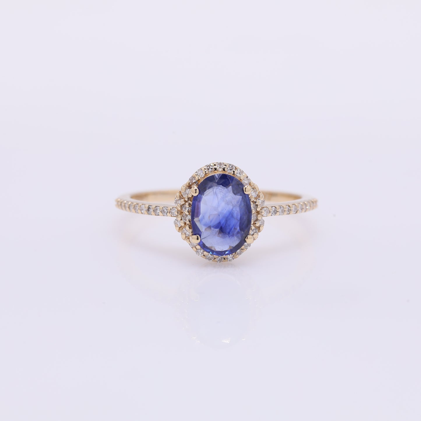 1.43 Ct Oval Mixed Cut Natural Sapphire 14K Gold Ring