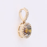 0.81 Ct Round Red Diamond 14K Gold Pendant