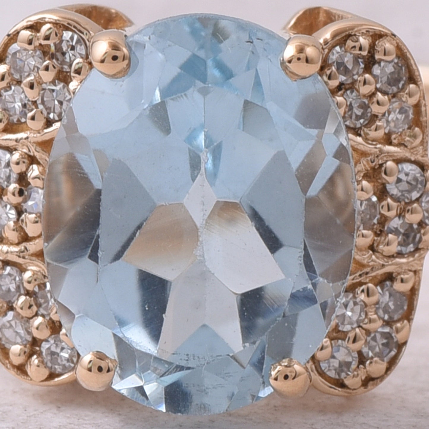 2.41 Ct Oval Mixed Cut Natural Topaz 14K Gold Ring
