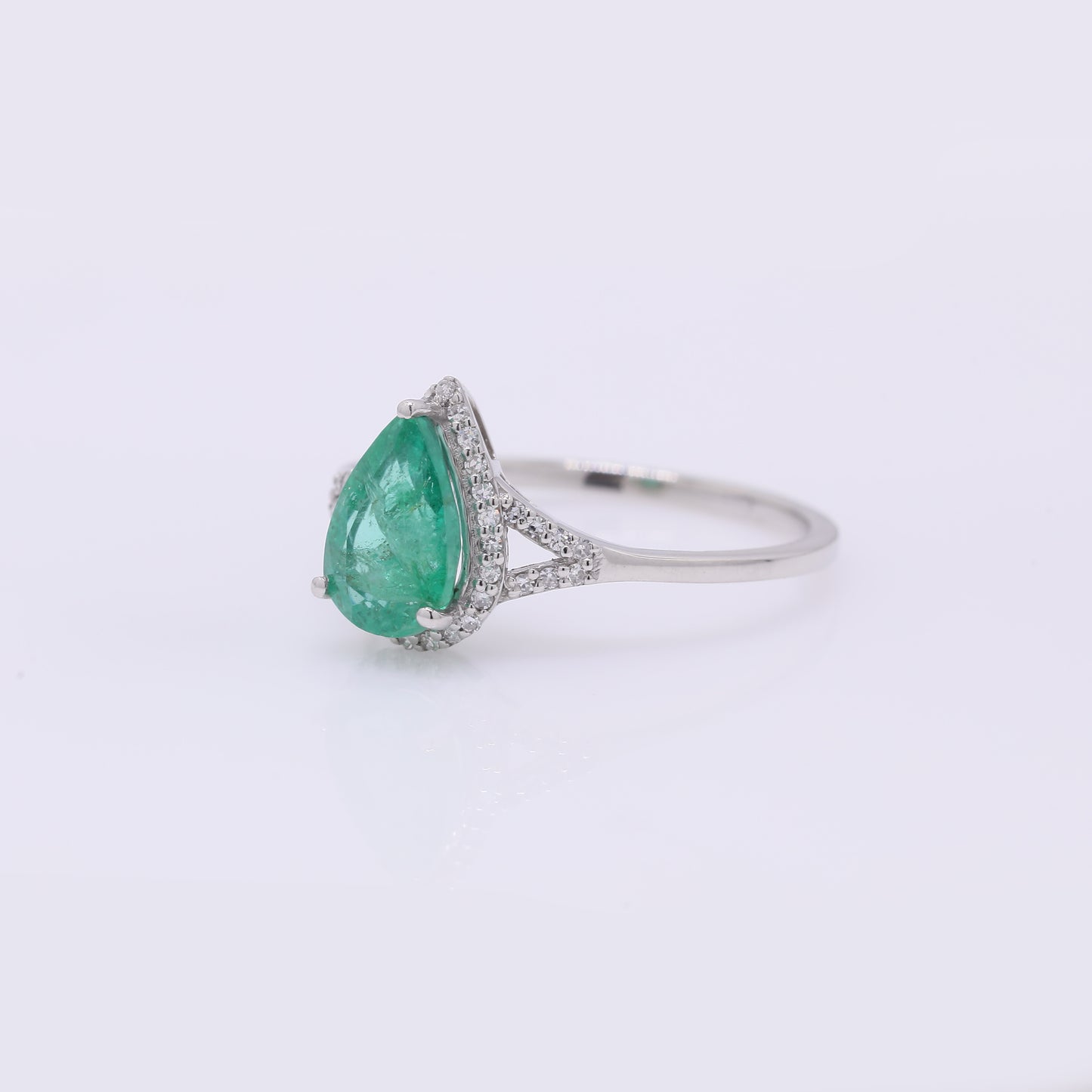 1.45 Ct Pear Mixed Cut Natural Emerald 950 Platinum Ring