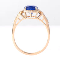 2.43 Ct Oval Mixed Cut Natural Sapphire 14K Gold Ring