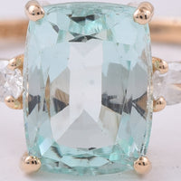 1.89 Ct Cushion Natural Beryl 14K Gold Ring