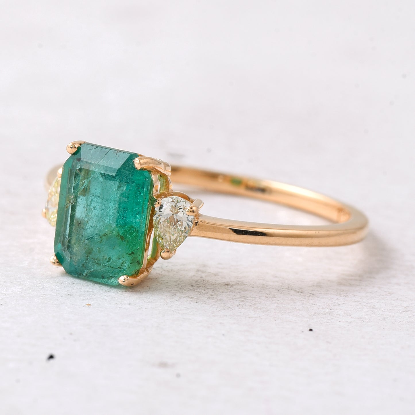 1.39 Ct Octagon Step Cut Natural Emerald 14K Gold Ring