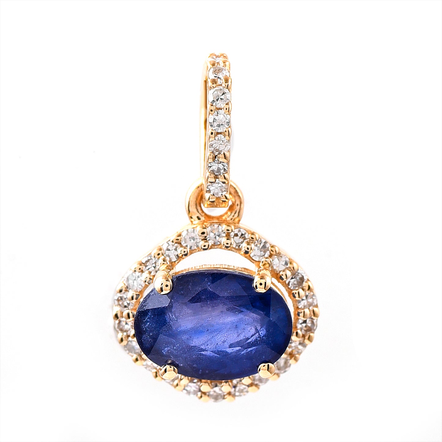 1.16 Ct Oval Mixed Cut Natural Sapphire 14K Gold Pendant