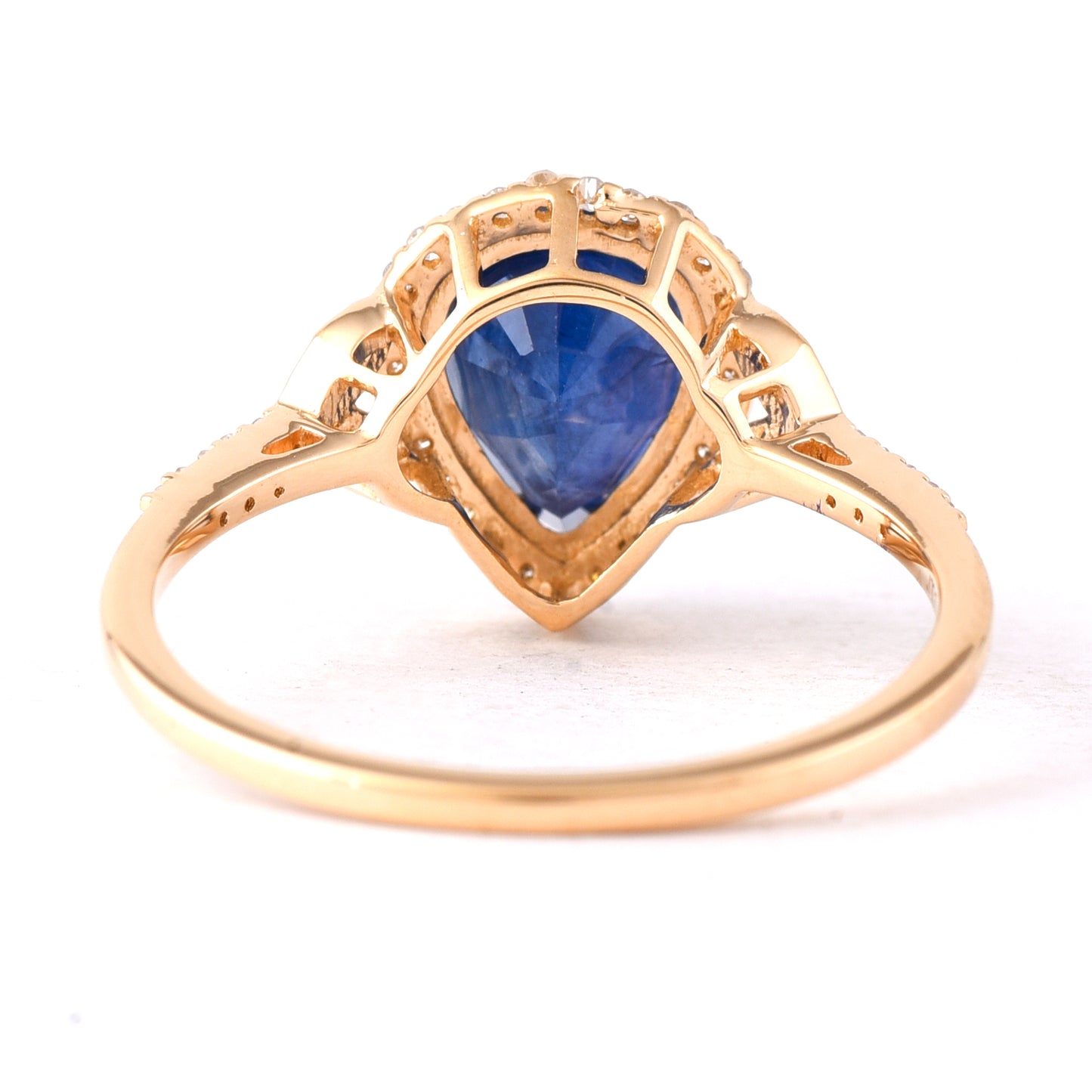 2.92 Ct Pear Mixed Cut Natural Sapphire 14K Gold Ring