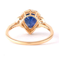 2.92 Ct Pear Mixed Cut Natural Sapphire 14K Gold Ring