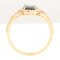 1.57 Ct Oval Mixed Cut Natural Corunum Sapphire 14K Gold Ring
