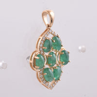 1.84 Ct Oval Cabochon Cut Natural Emerald 14K Gold Pendant