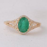 1.50 Ct Oval Emerald 9K Gold Ring