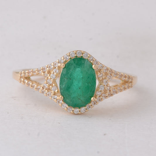1.50 Ct Oval Emerald 9K Gold Ring