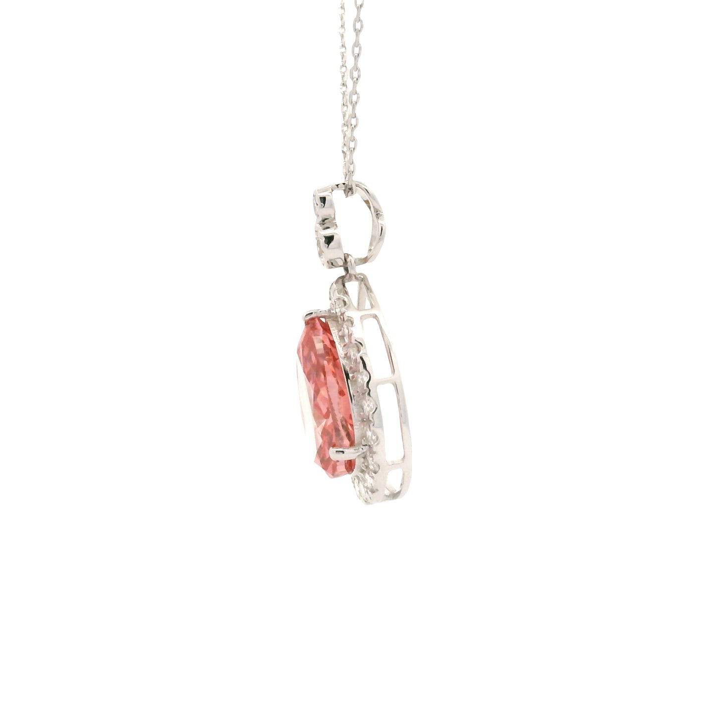 3.60 Carats Pink Lab Grown Diamond 14K Gold Pendant