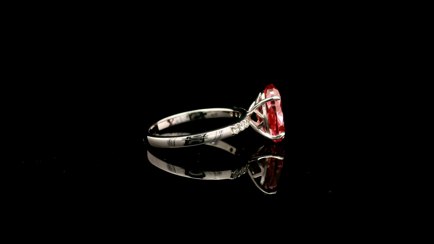3.17 Carats Pink Lab Grown Diamond 14K Gold Ring