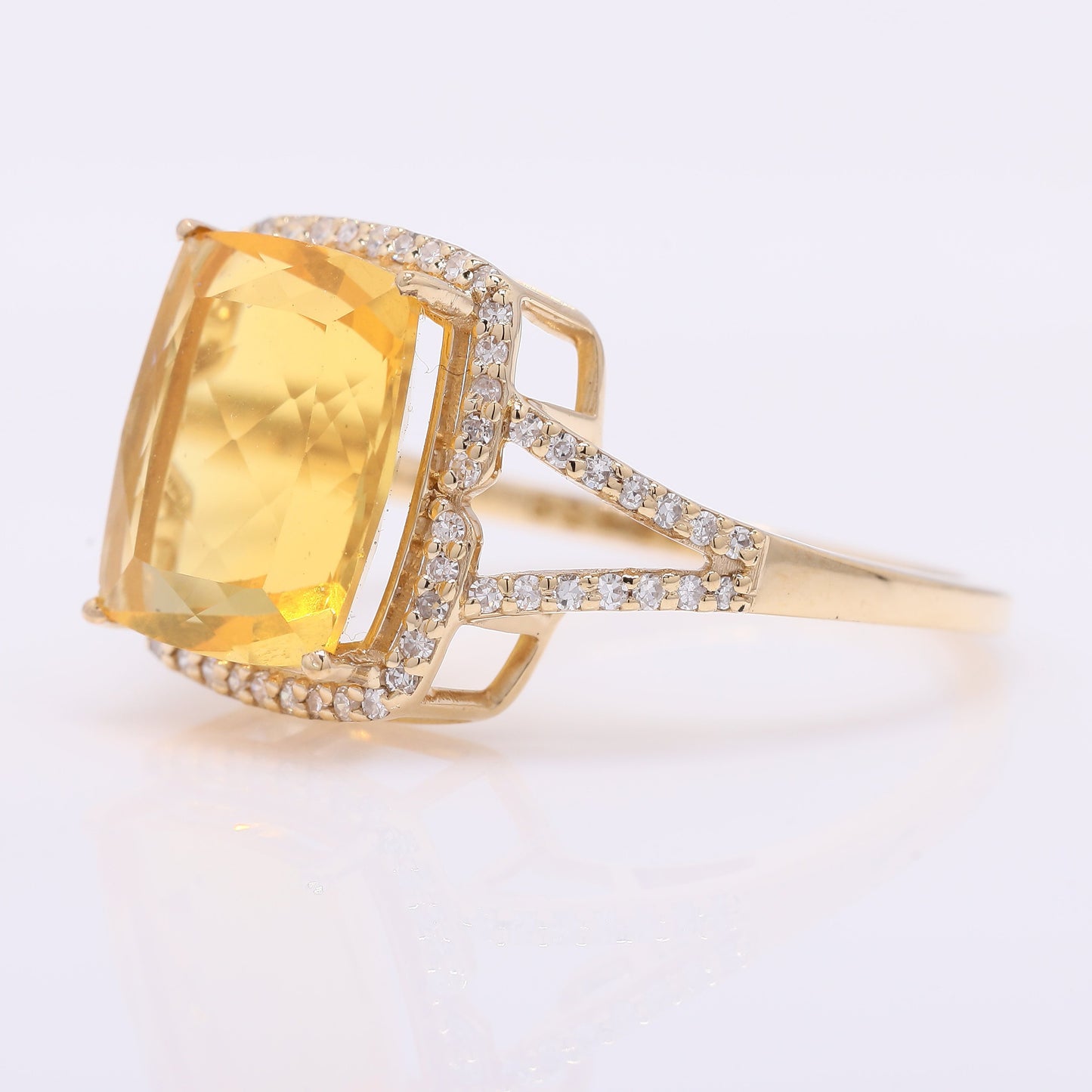 3.13 Ct Cushion Mixed Cut Natural Fire Opal 14K Gold Ring