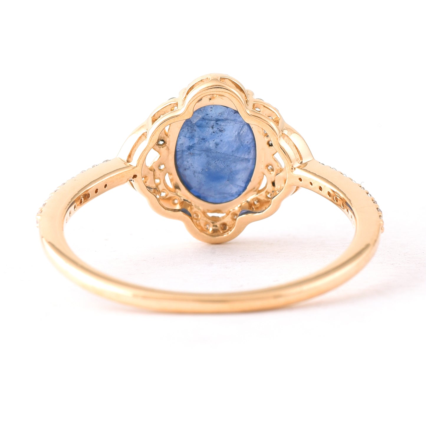 1.71 Ct Oval Mixed Cut Natural Sapphire 14K Gold Ring