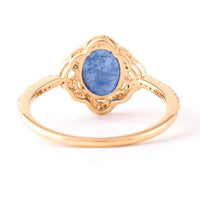 1.71 Ct Oval Mixed Cut Natural Sapphire 14K Gold Ring