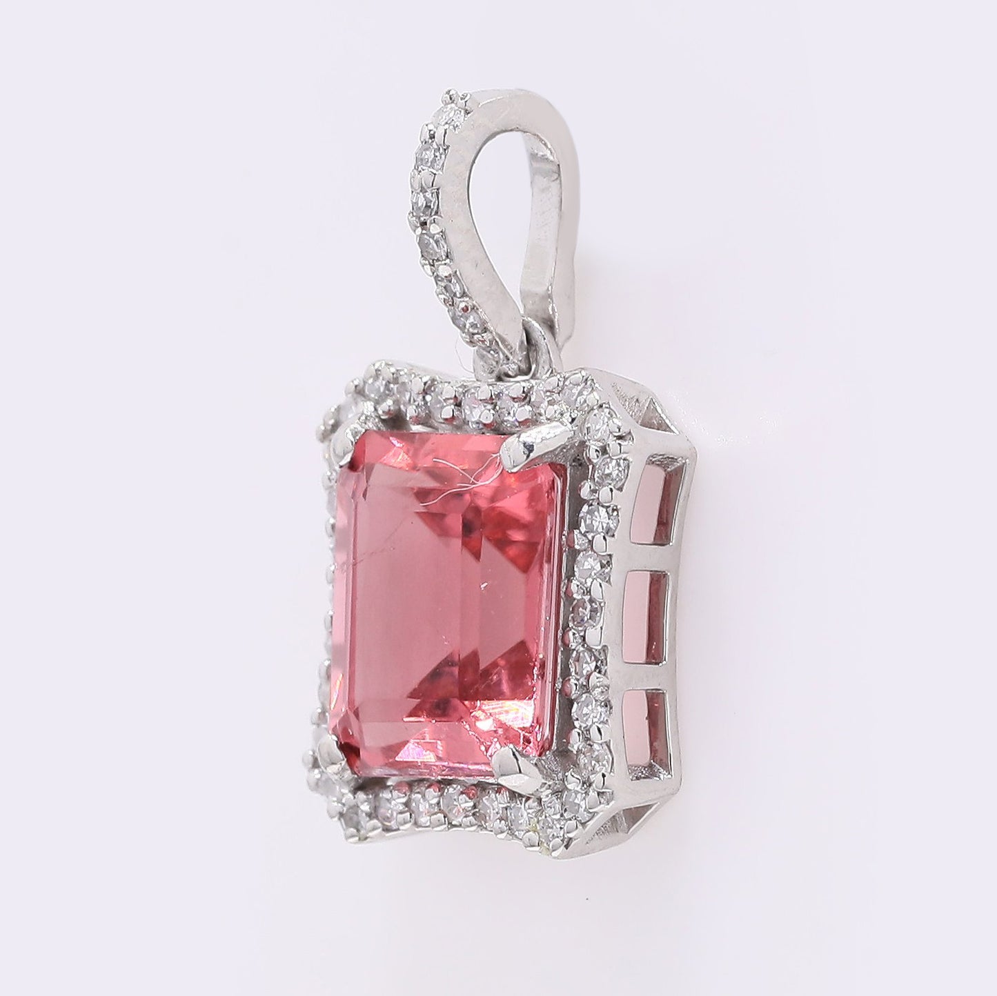 1.62 Ct Octagon Step Cut Natural Tourmaline 950 Platinum Pendant