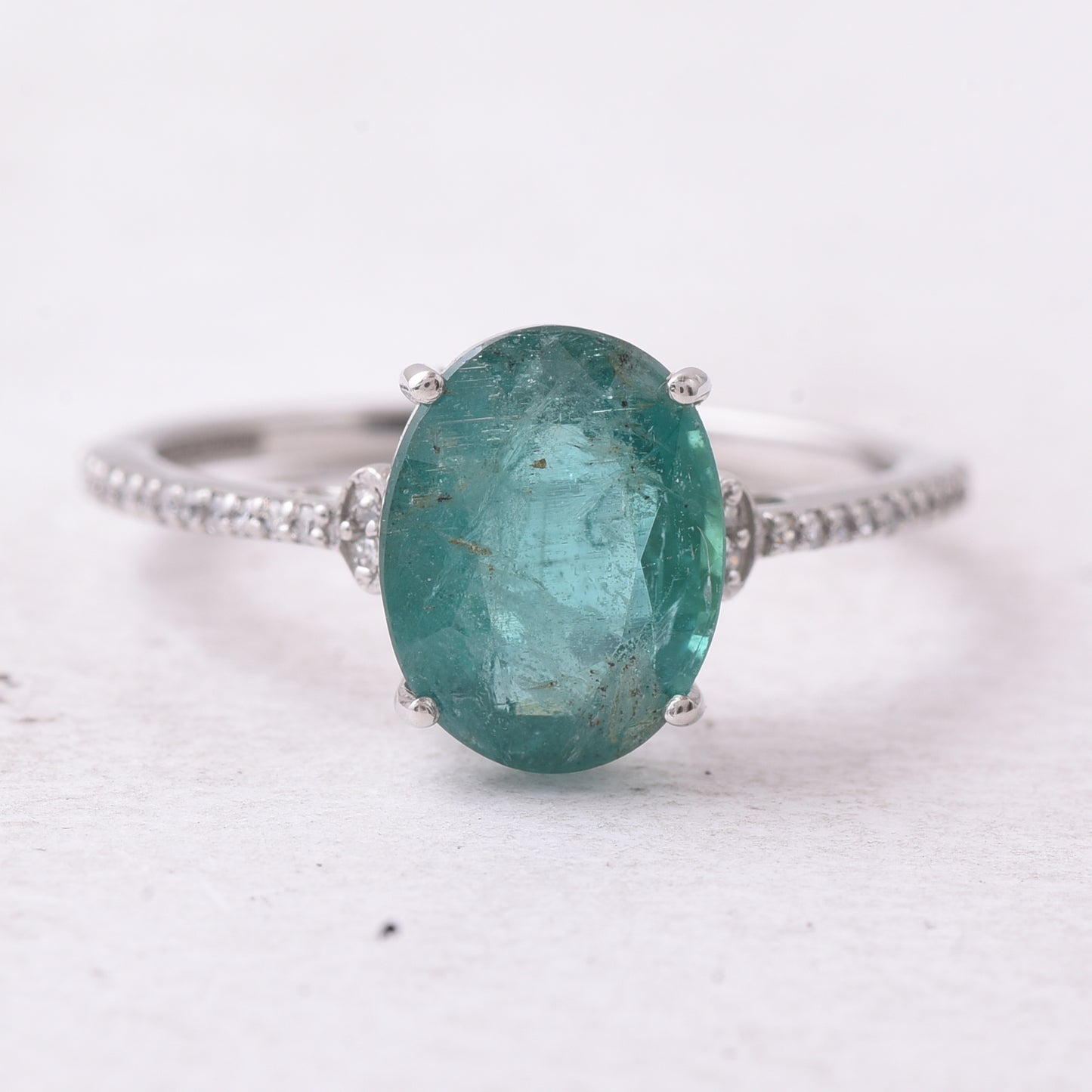 2.71 Ct Oval Mixed Cut Natural Emerald 950 Platinum Ring