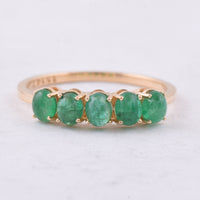 1.06 Ct Oval Cabochon Cut Natural Emerald 14K Gold Ring